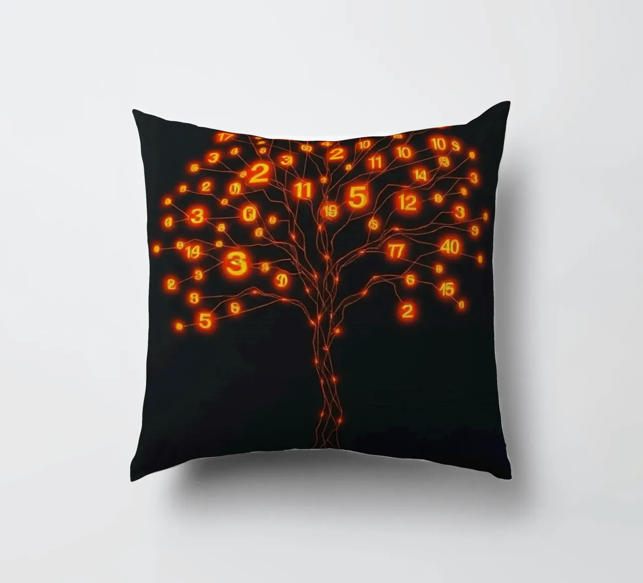 Glowing Binary Tree of Life decorative cushion by Artistic-shop