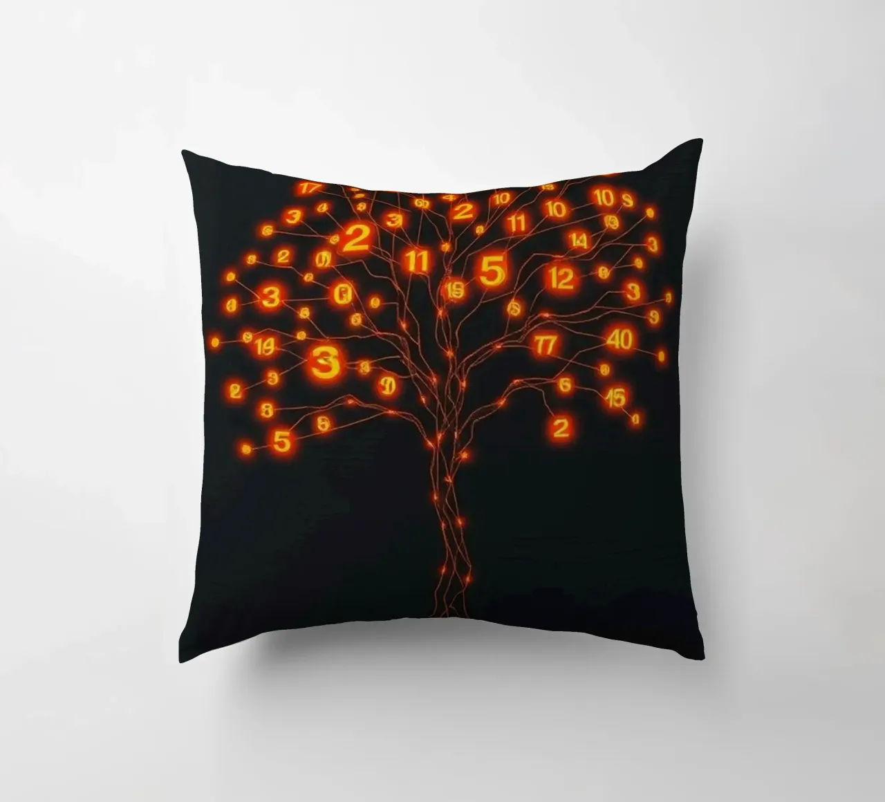 Glowing Binary Tree of Life decorative cushion by Artistic-shop