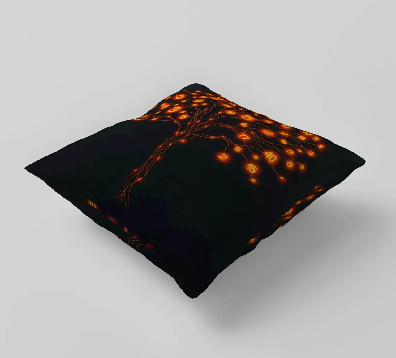 Glowing Binary Tree of Life decorative cushion by Artistic-shop