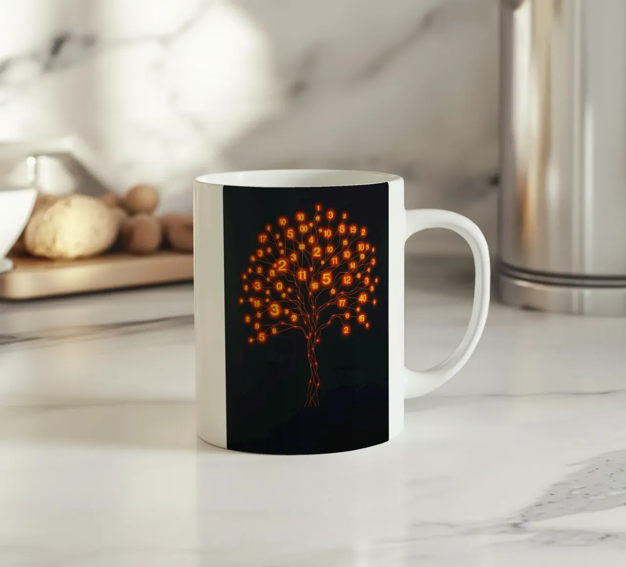 Glowing Binary Tree of Life ceramic mug by Artistic-shop