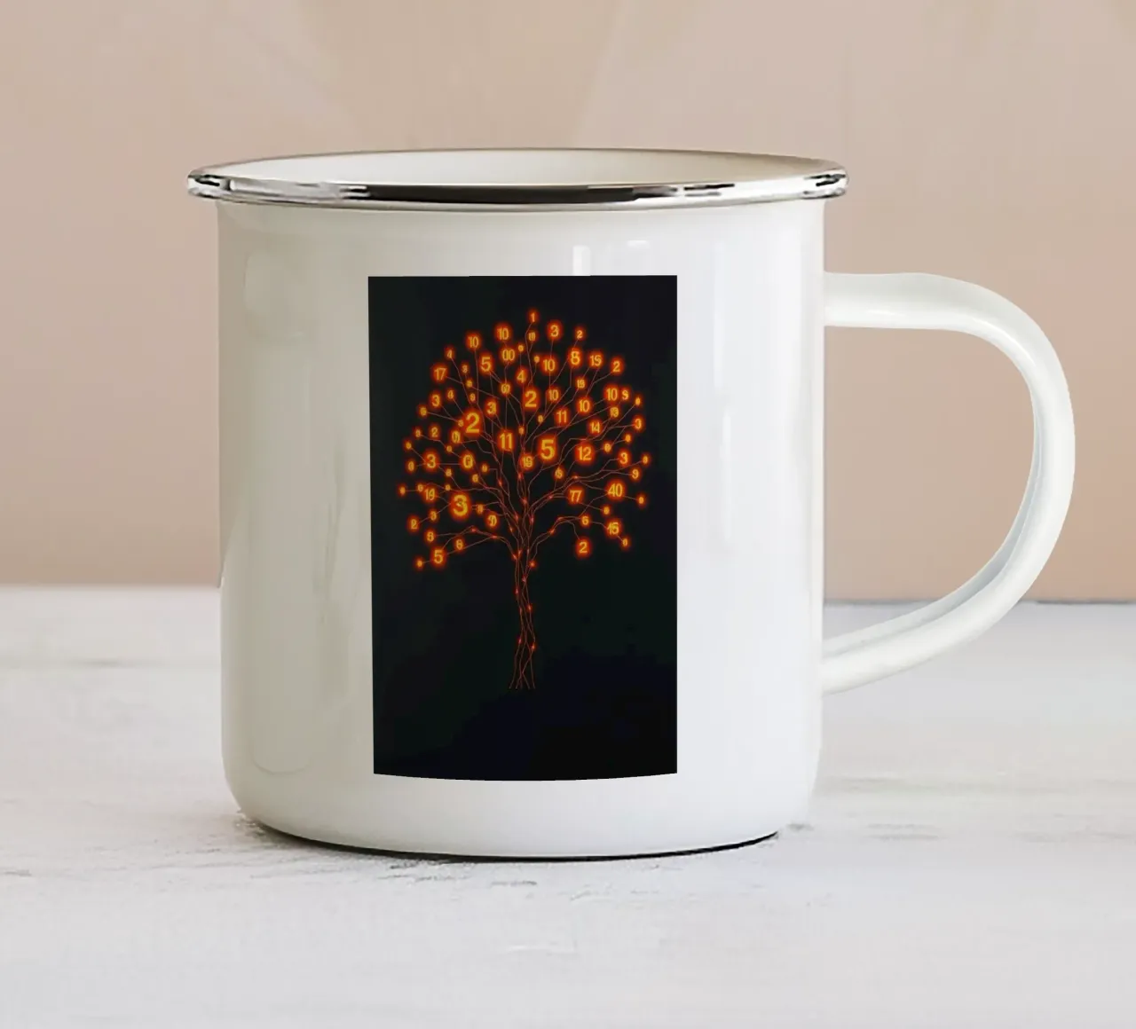 Albero della vita binario luminoso tazza in smalto da Artistic-shop