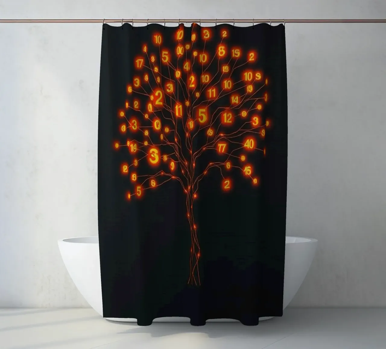 Glowing Binary Tree of Life shower curtain by Artistic-shop