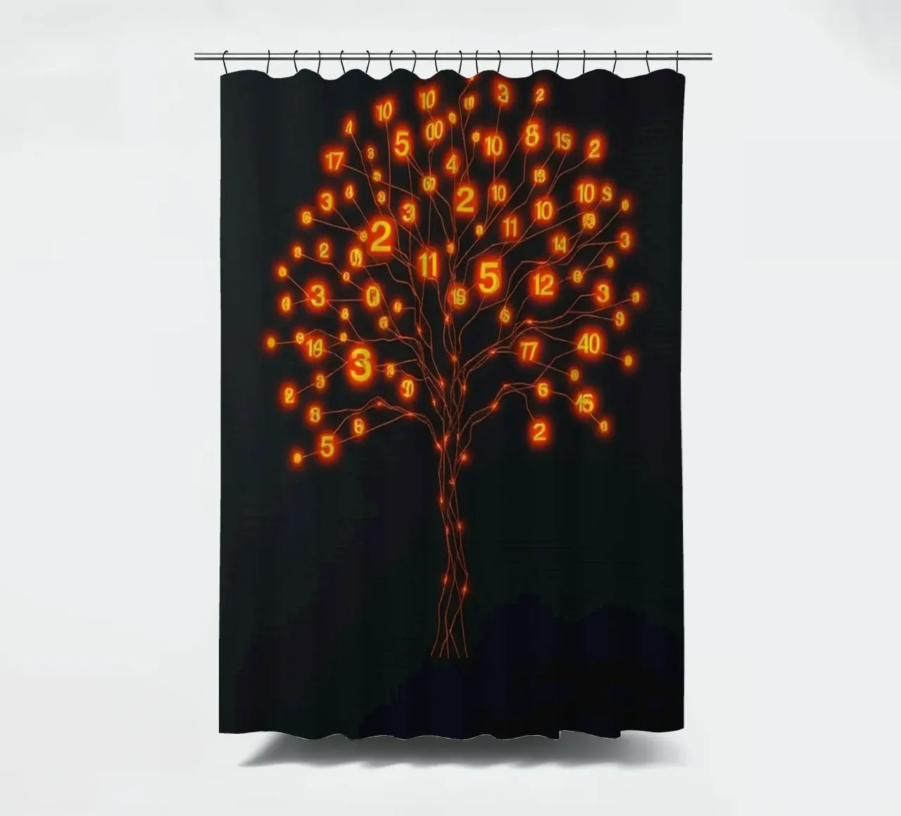 Glowing Binary Tree of Life shower curtain by Artistic-shop