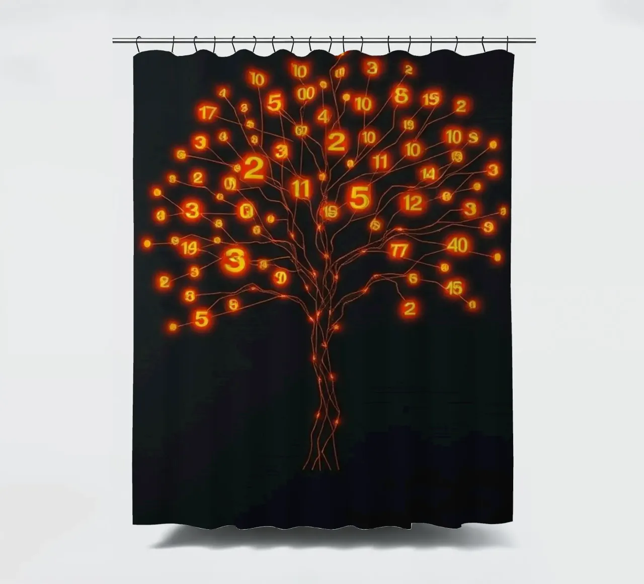 Glowing Binary Tree of Life shower curtain by Artistic-shop