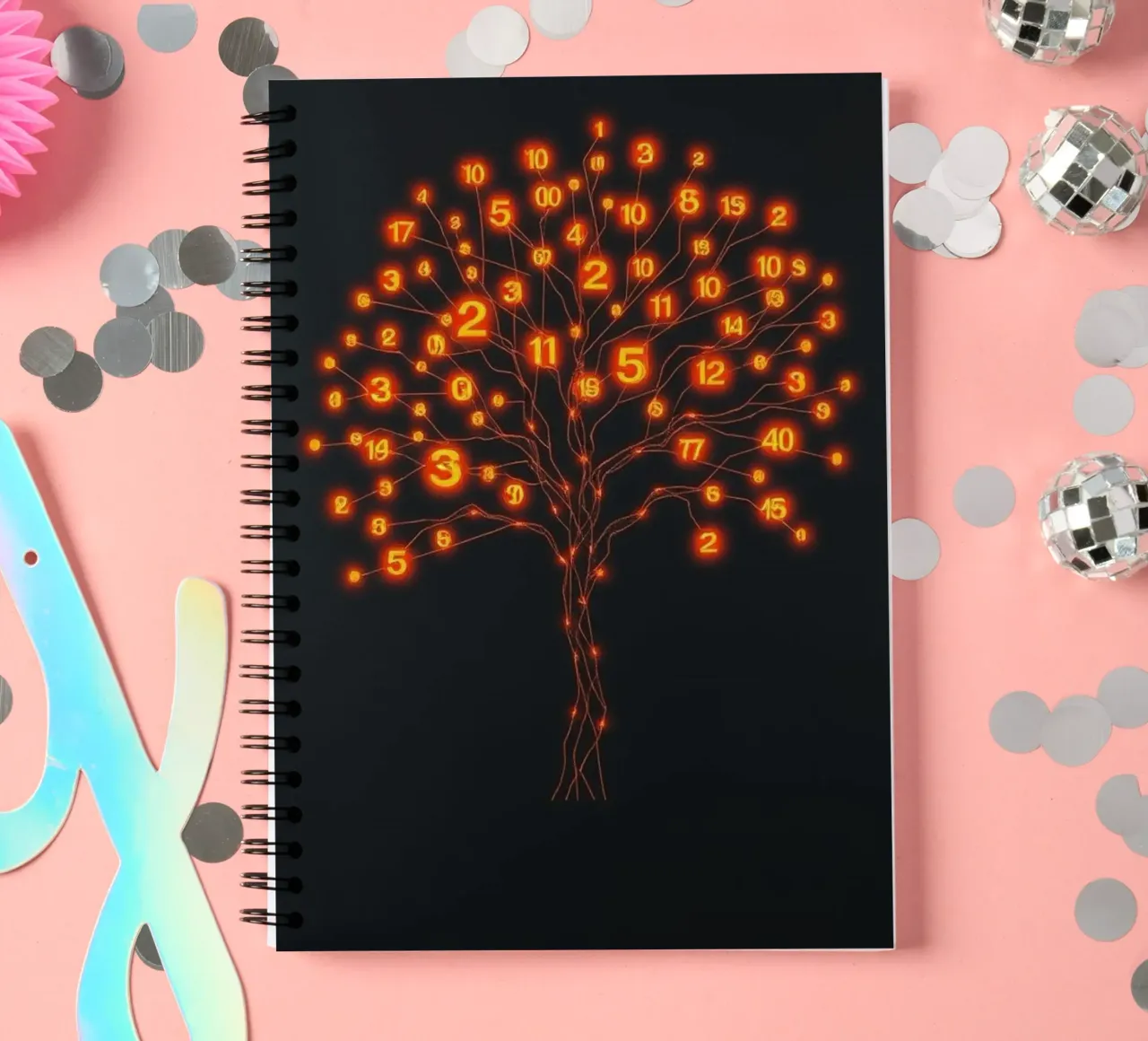 Glowing Binary Tree of Life spiral notebook by Artistic-shop
