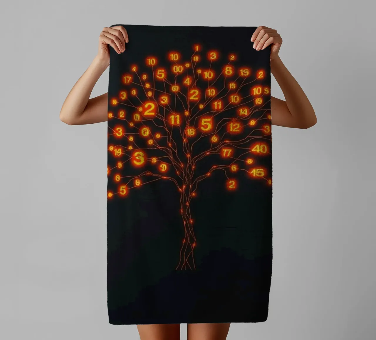 Glowing Binary Tree of Life towel by Artistic-shop