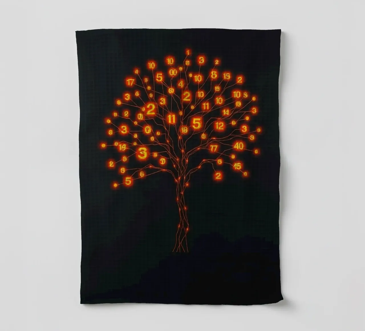 Glowing Binary Tree of Life tea towel by Artistic-shop