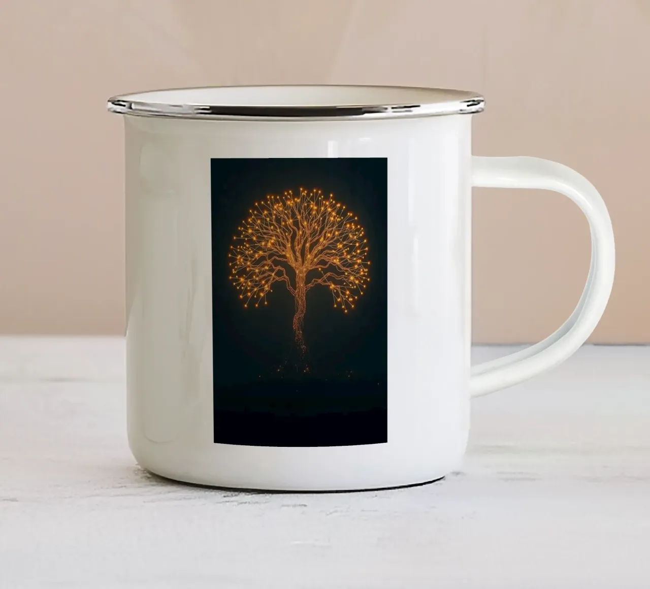 Albero della vita luminoso tazza in smalto da Artistic-shop