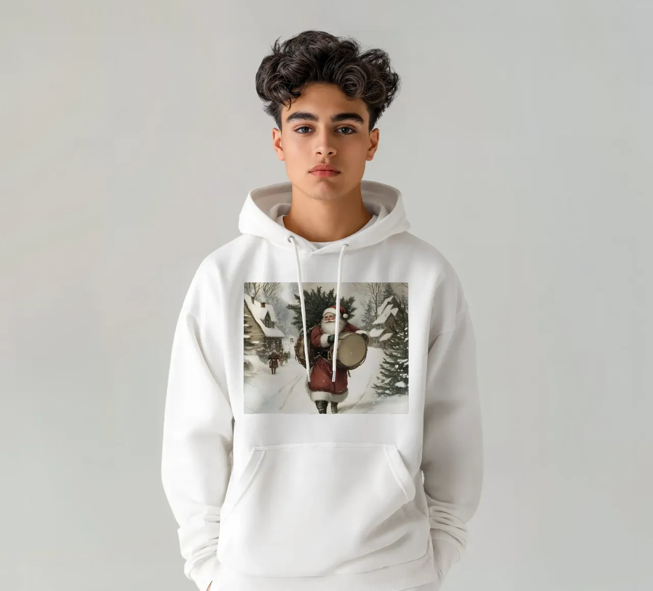 Babbo Natale con tamburo felpa con cappuccio da Studio Vibe