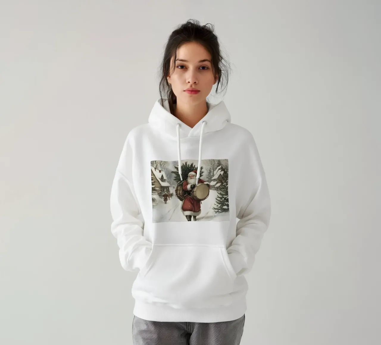 Babbo Natale con tamburo felpa con cappuccio da Studio Vibe