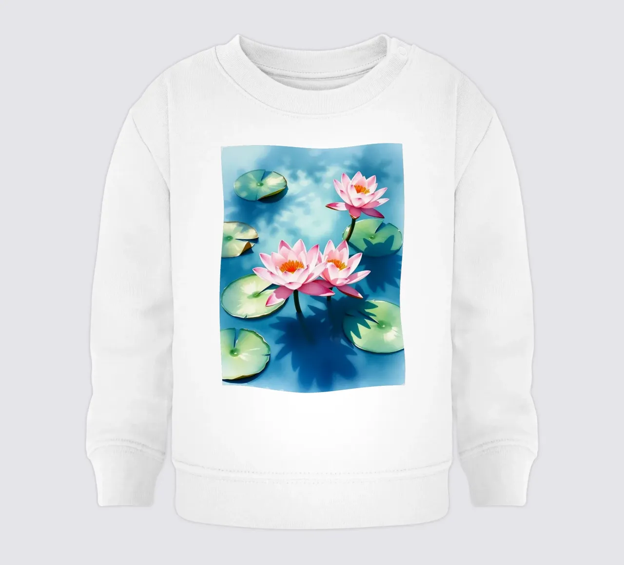 Serene ninfee rosa su uno stagno blu felpa neonato da Artistic-shop