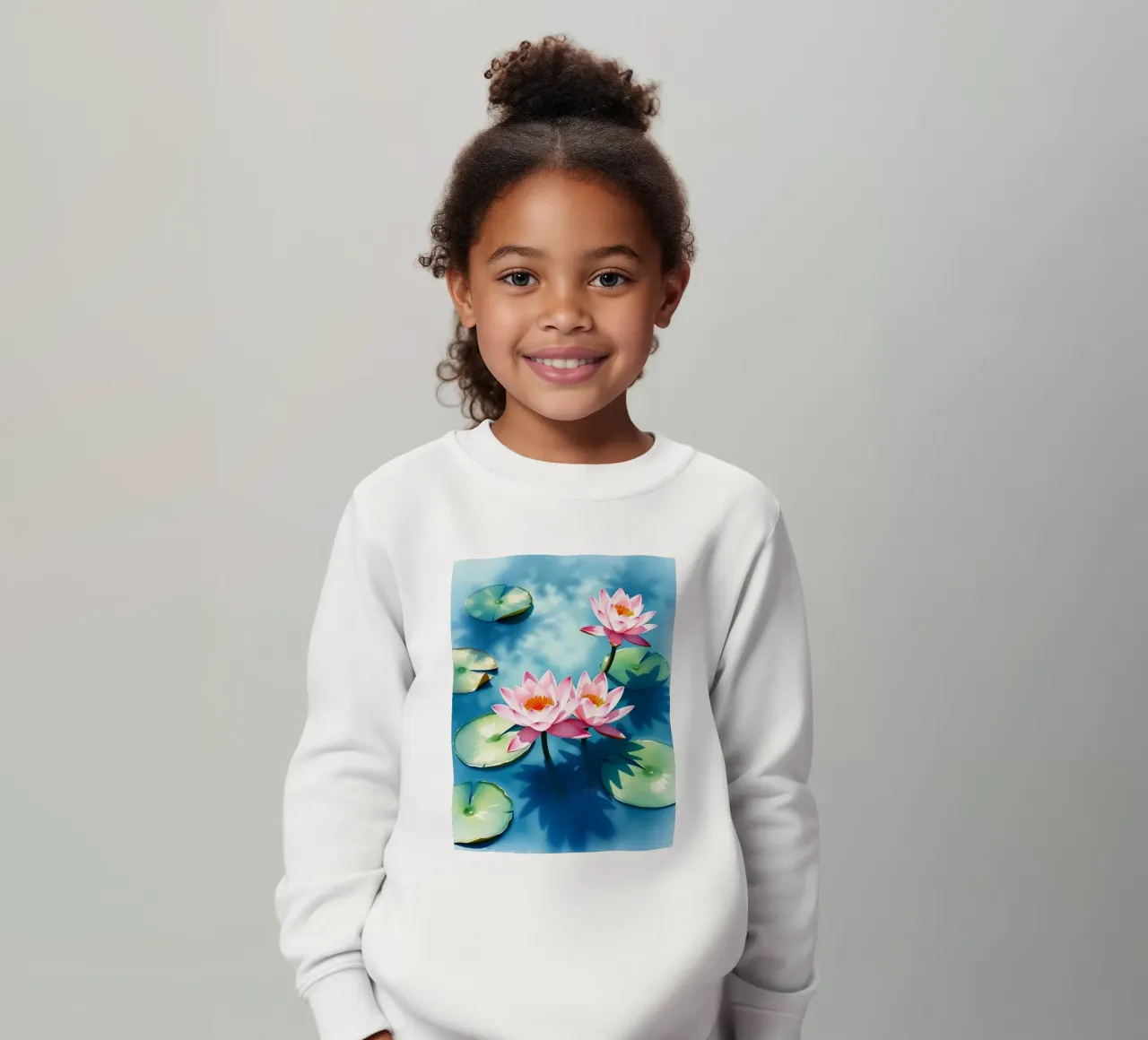 Serene ninfee rosa su uno stagno blu felpa bambino da Artistic-shop