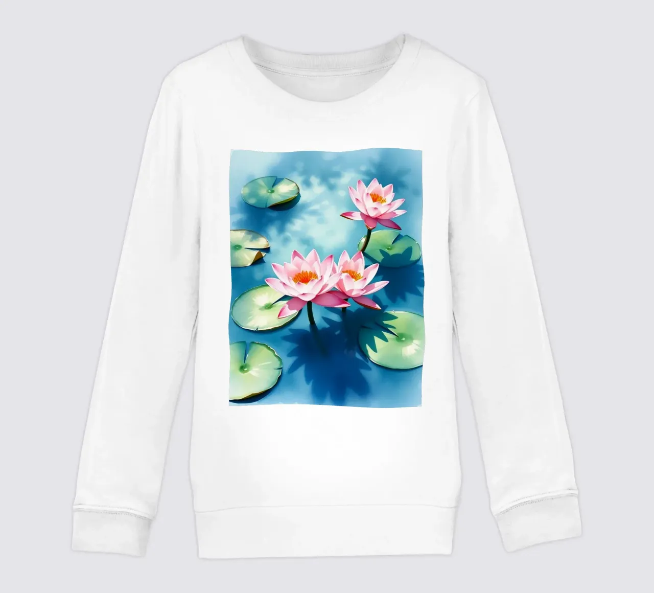 Serene ninfee rosa su uno stagno blu felpa bambino da Artistic-shop