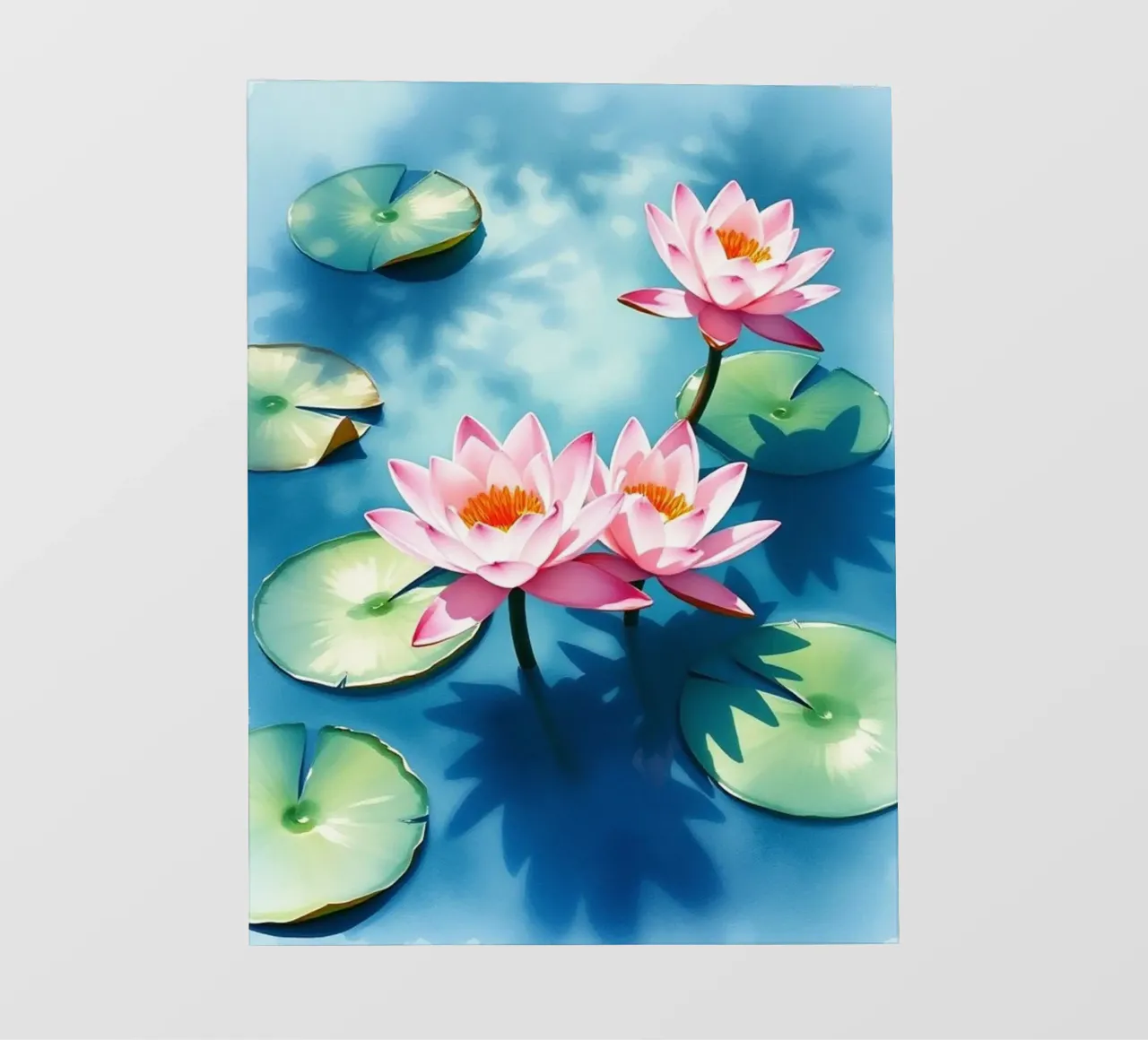 Serene ninfee rosa su uno stagno blu telo in pvc da Artistic-shop