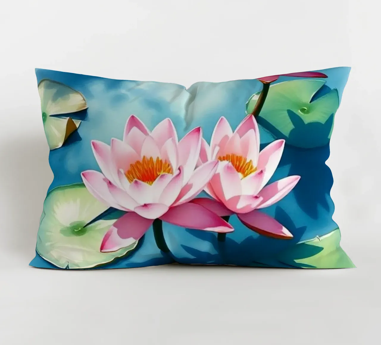 Serene ninfee rosa su uno stagno blu cuscino da Artistic-shop