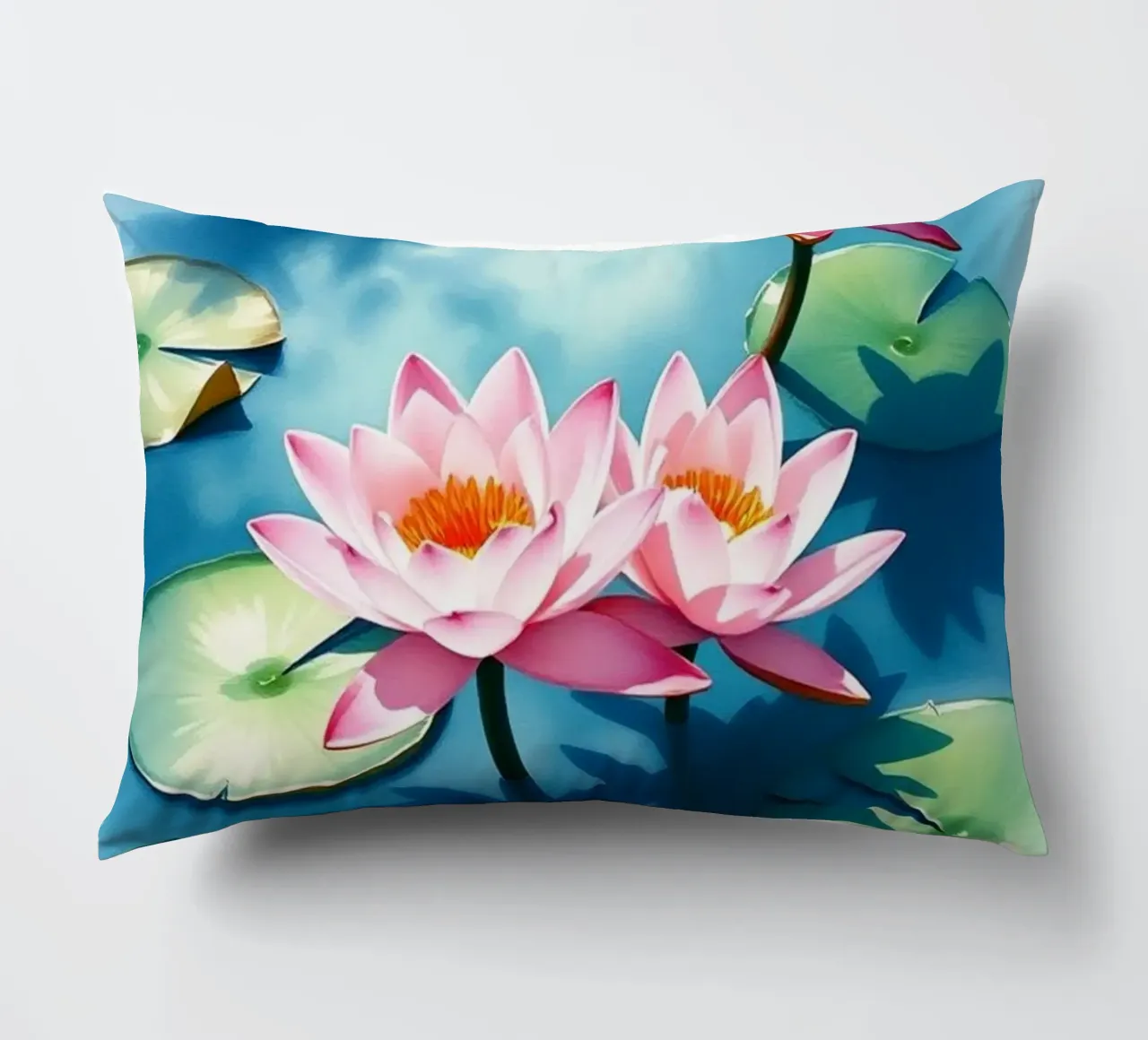 Serene ninfee rosa su uno stagno blu cuscino da Artistic-shop