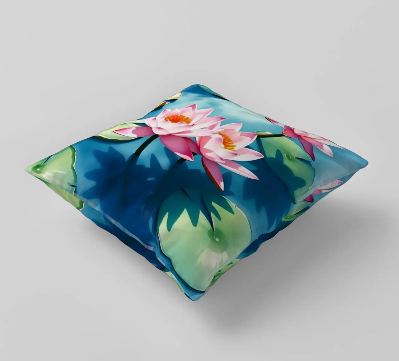 Serene ninfee rosa su uno stagno blu cuscino da Artistic-shop