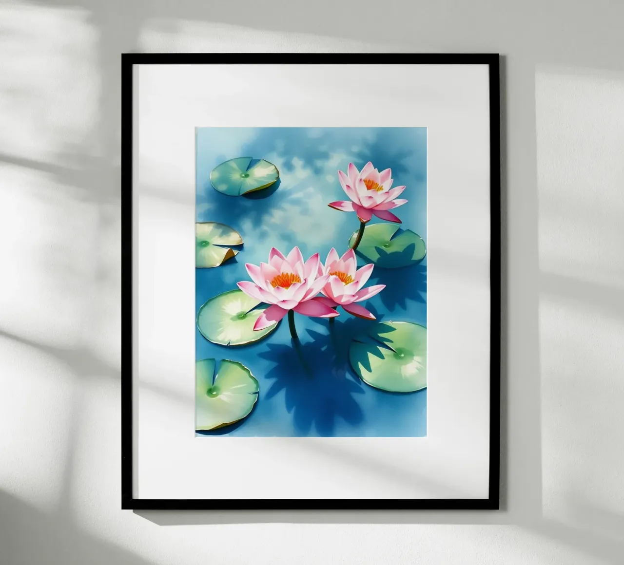 Serene ninfee rosa su uno stagno blu carta hahnemühle da Artistic-shop