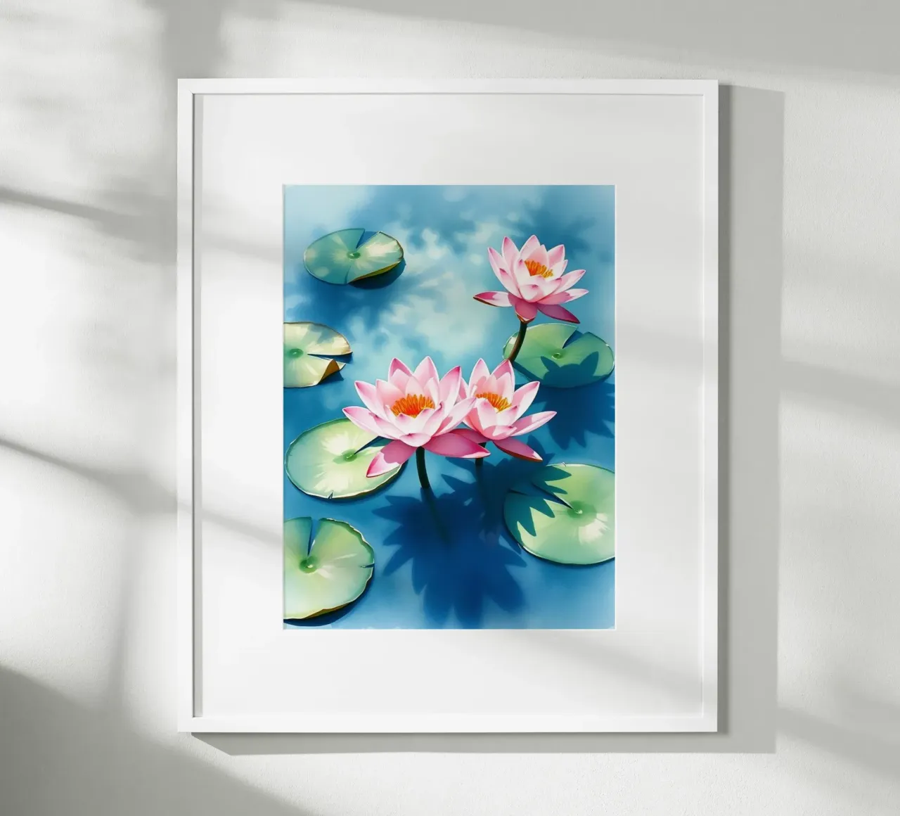 Serene ninfee rosa su uno stagno blu carta hahnemühle da Artistic-shop