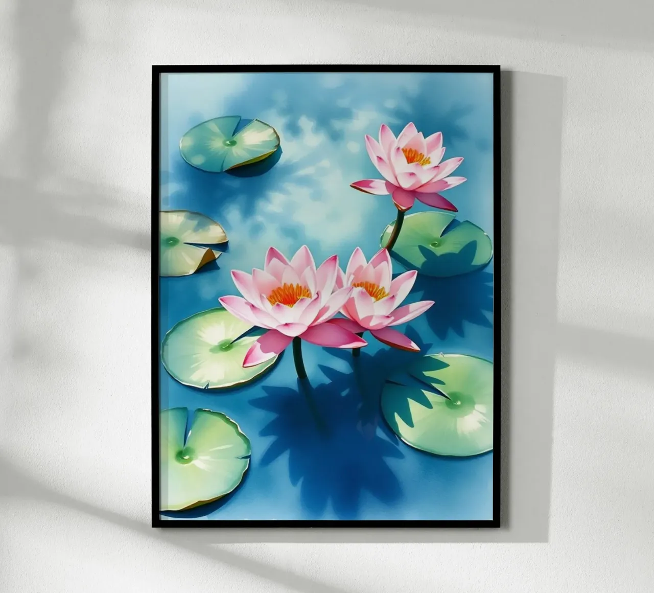 Serene ninfee rosa su uno stagno blu carta hahnemühle da Artistic-shop