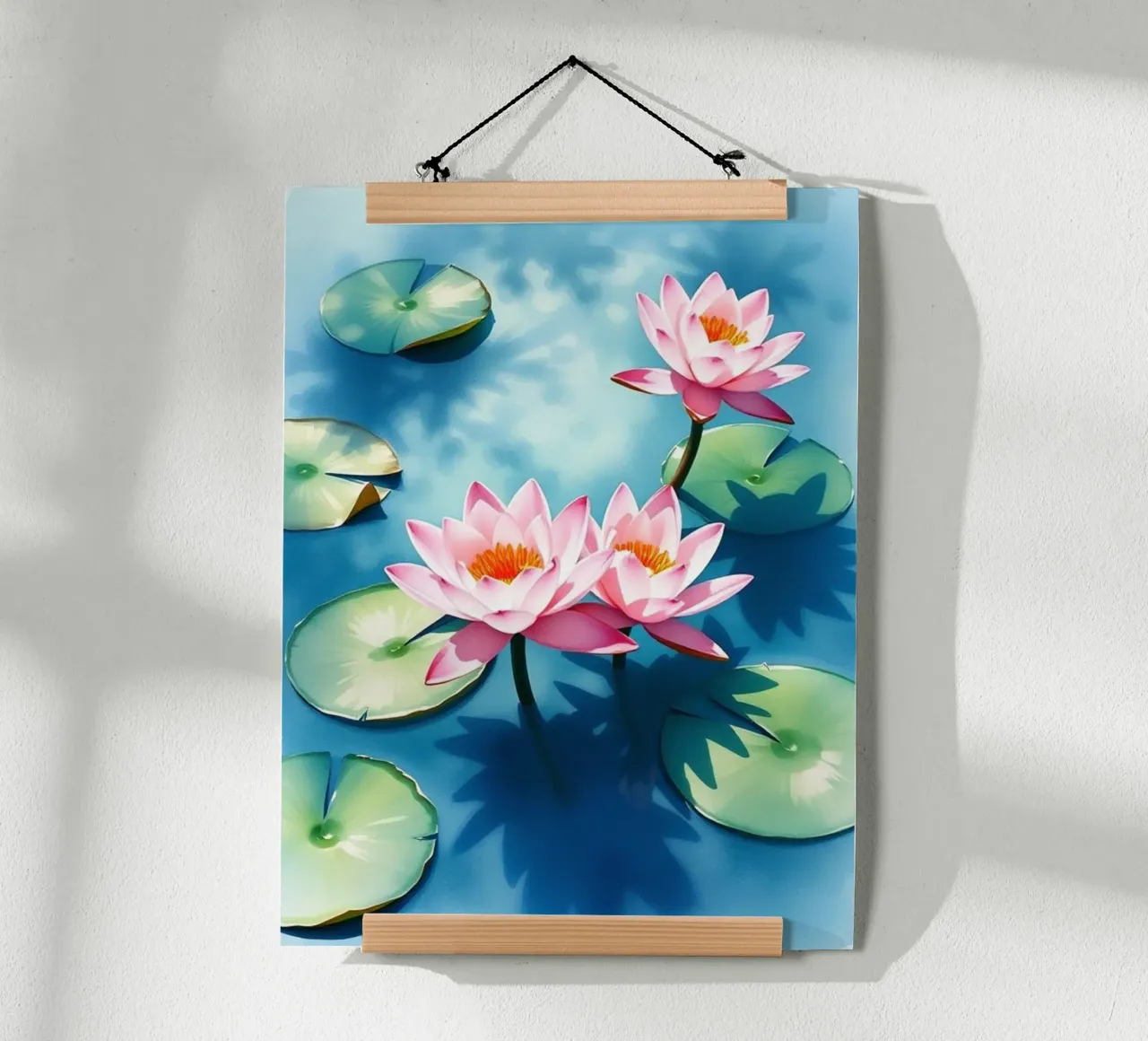 Serene ninfee rosa su uno stagno blu carta hahnemühle da Artistic-shop