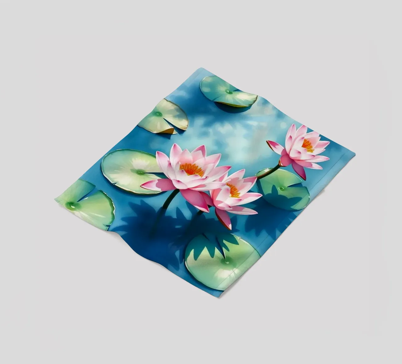 Serene ninfee rosa su uno stagno blu coperta in pile da Artistic-shop