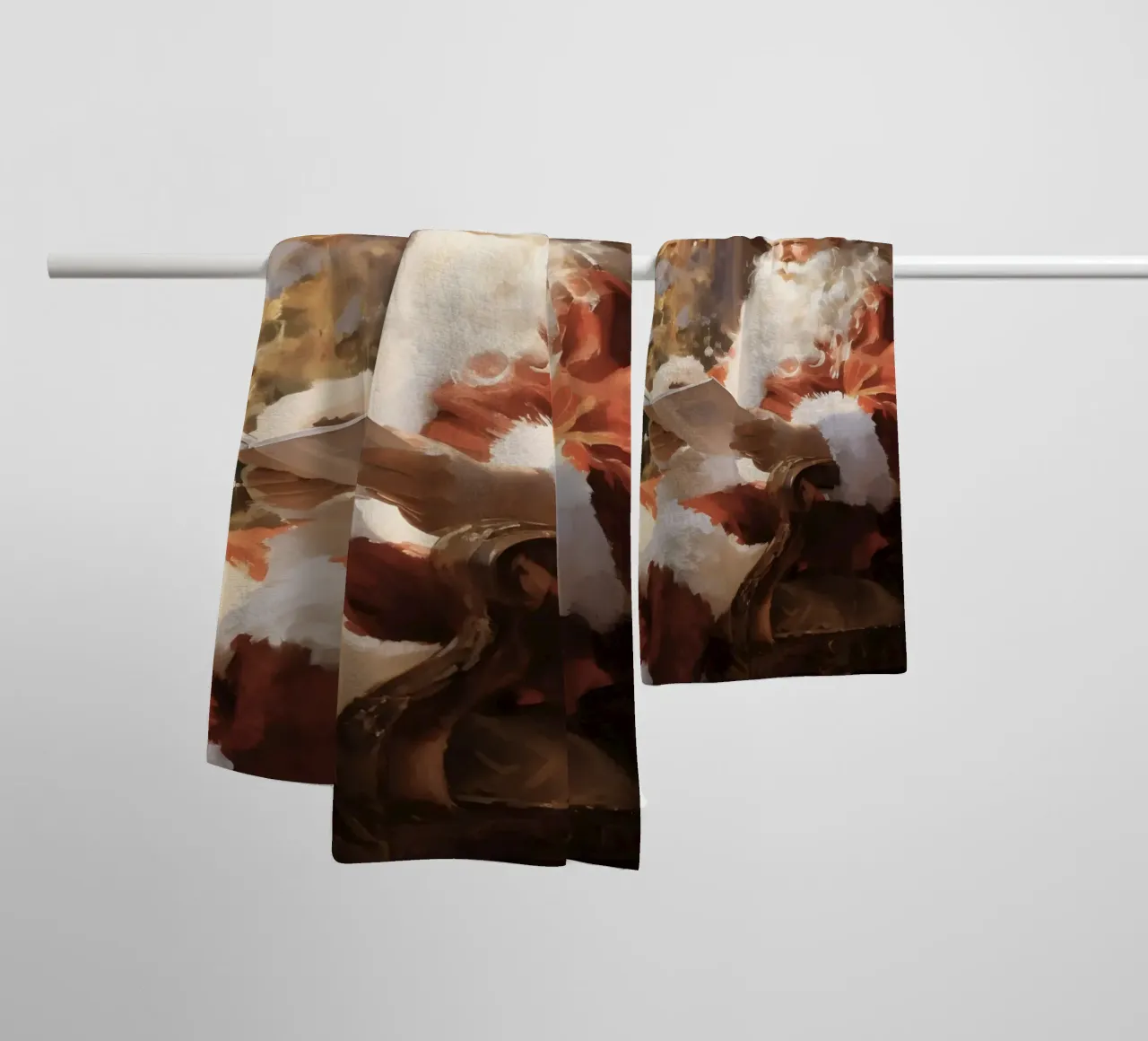Santa Claus Reading Christmas List Art Print towel by Studio Vibe