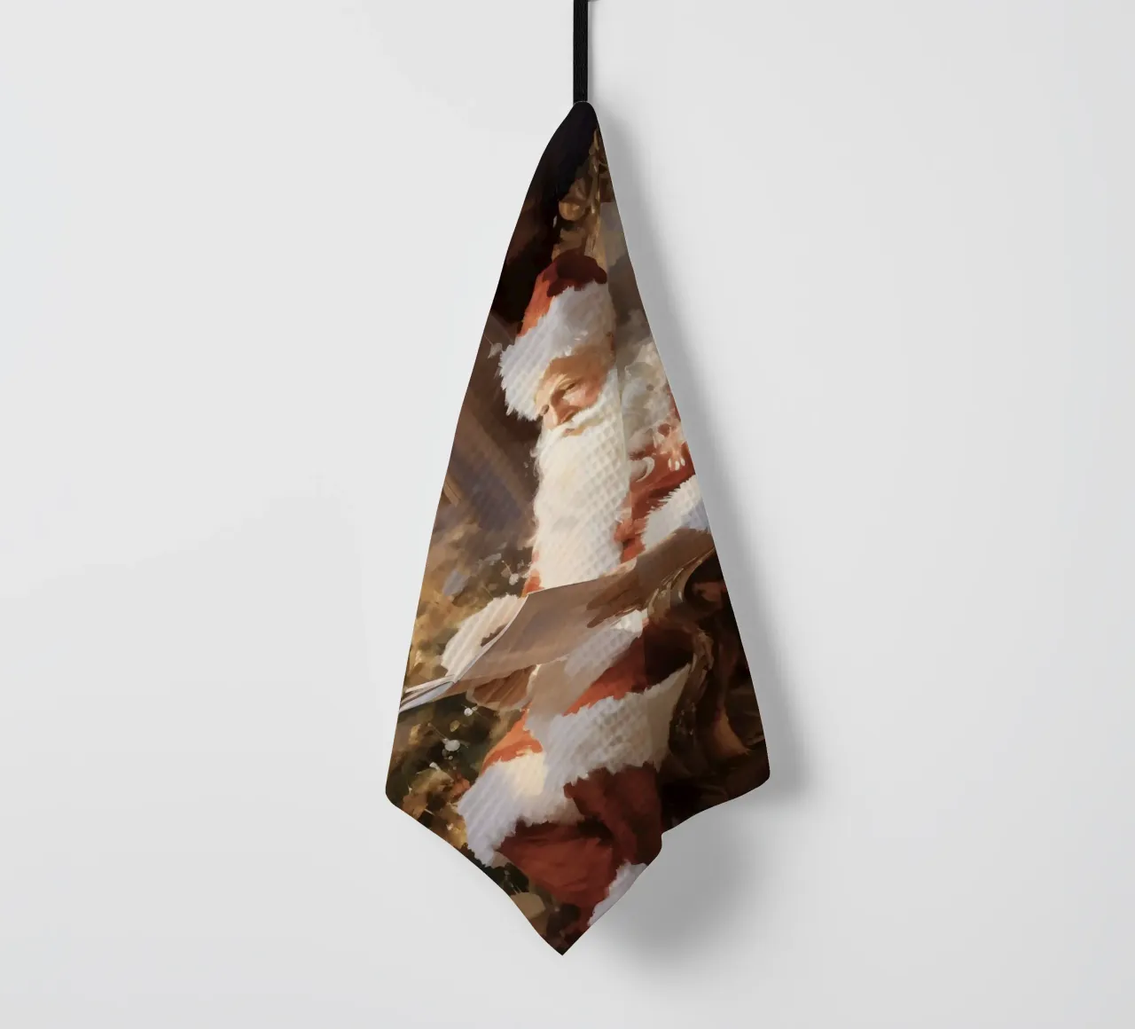 Père Noël lisant la liste de Noël Art Print torchon de Studio Vibe