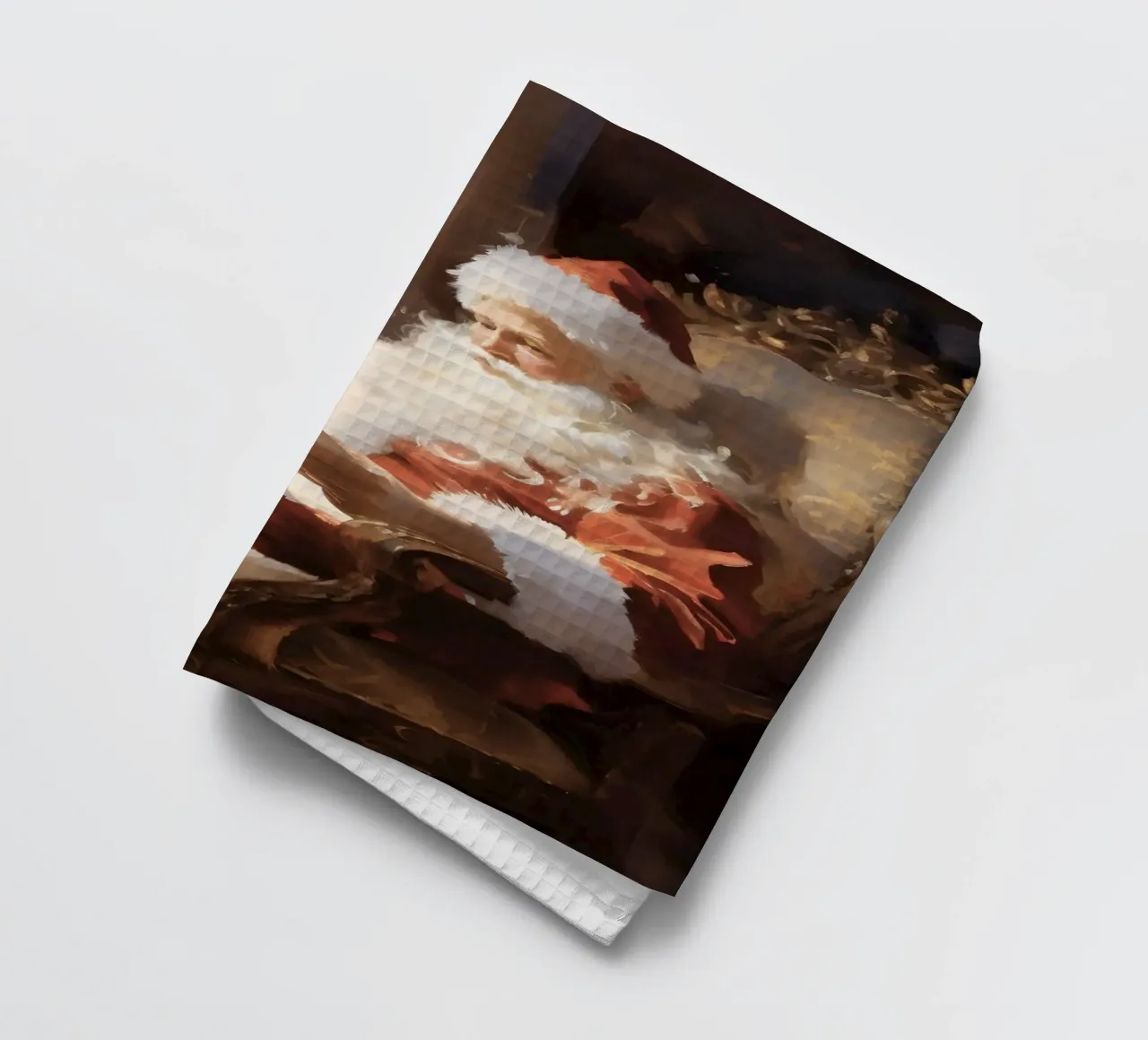 Père Noël lisant la liste de Noël Art Print torchon de Studio Vibe