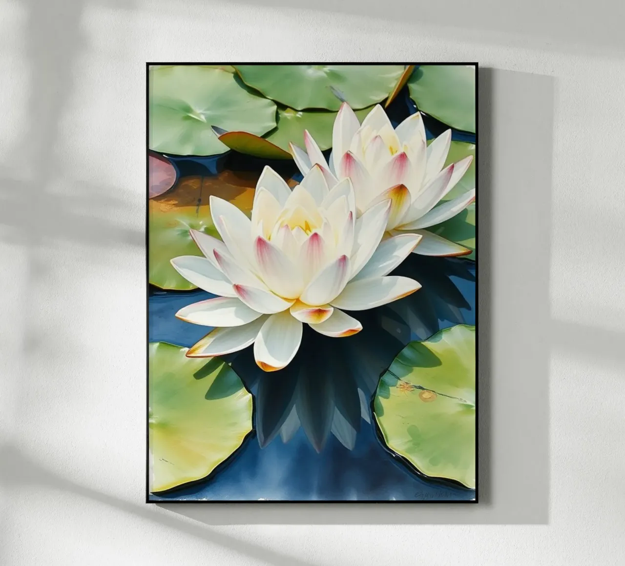 ninfee ranquil: Un sereno duetto di bianco e rosa su una b plexiglass da Artistic-shop