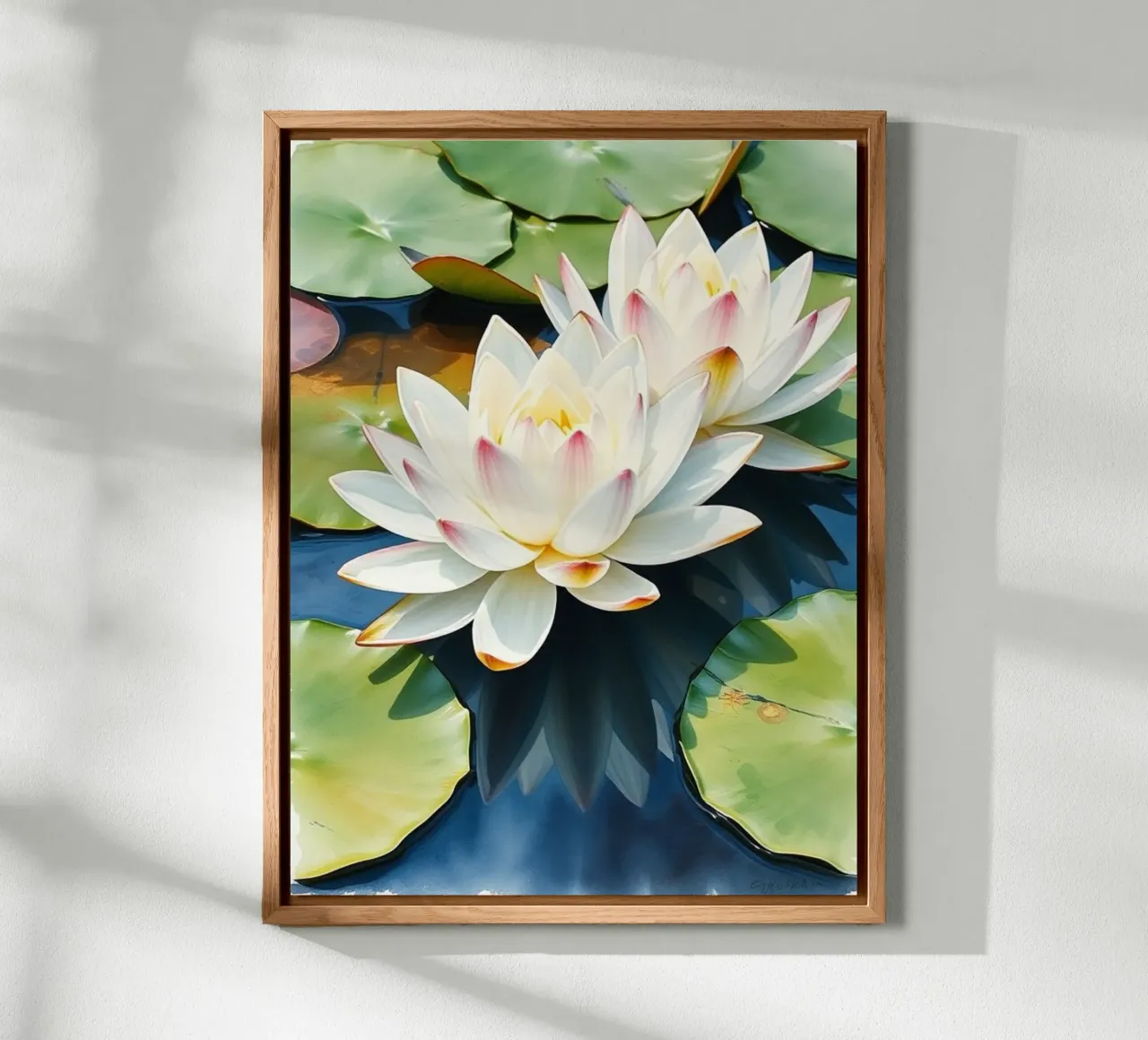 ninfee ranquil: Un sereno duetto di bianco e rosa su una b alluminio dibond da Artistic-shop