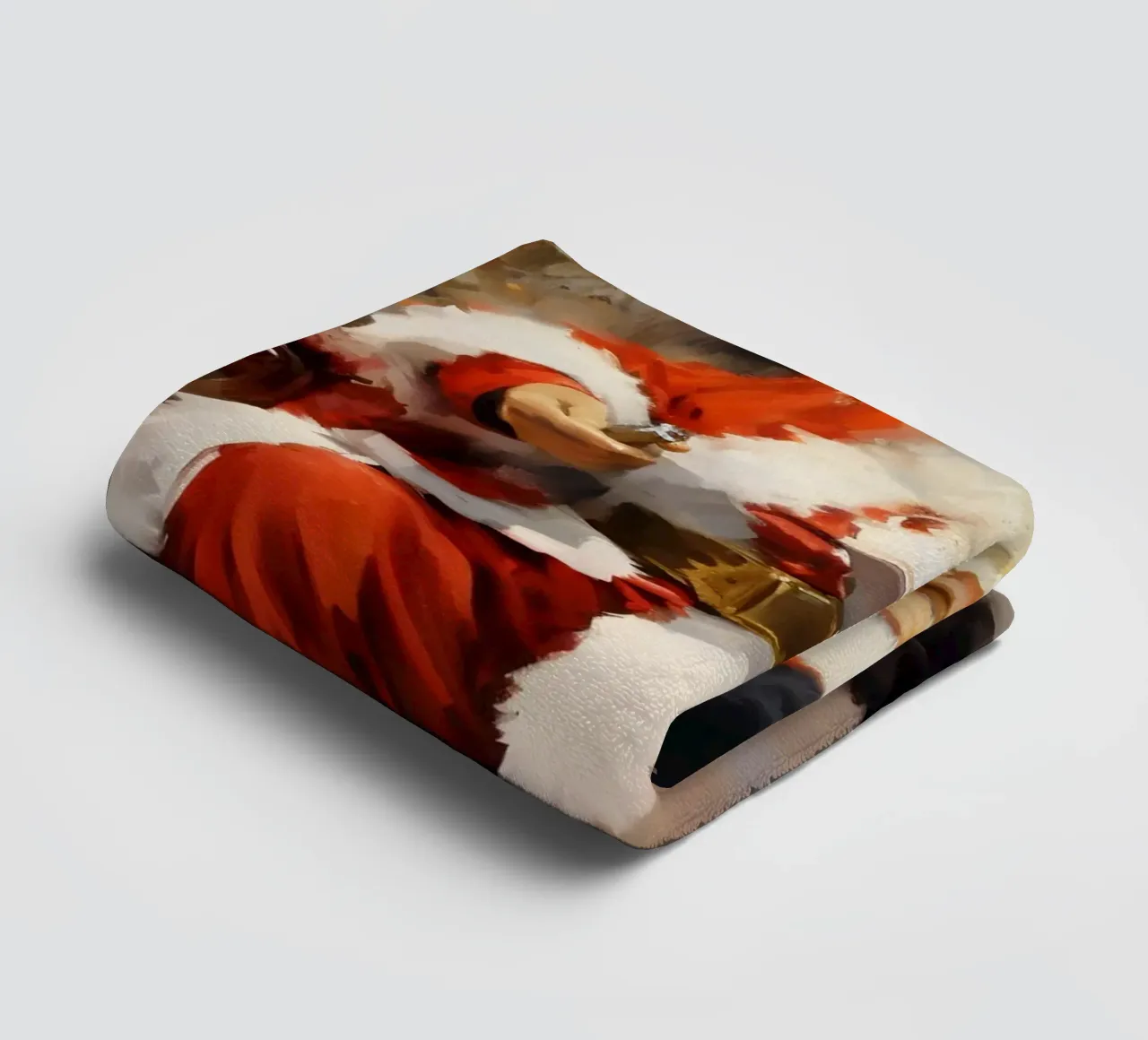 Santa Claus Reading Christmas List Art Print towel by Studio Vibe