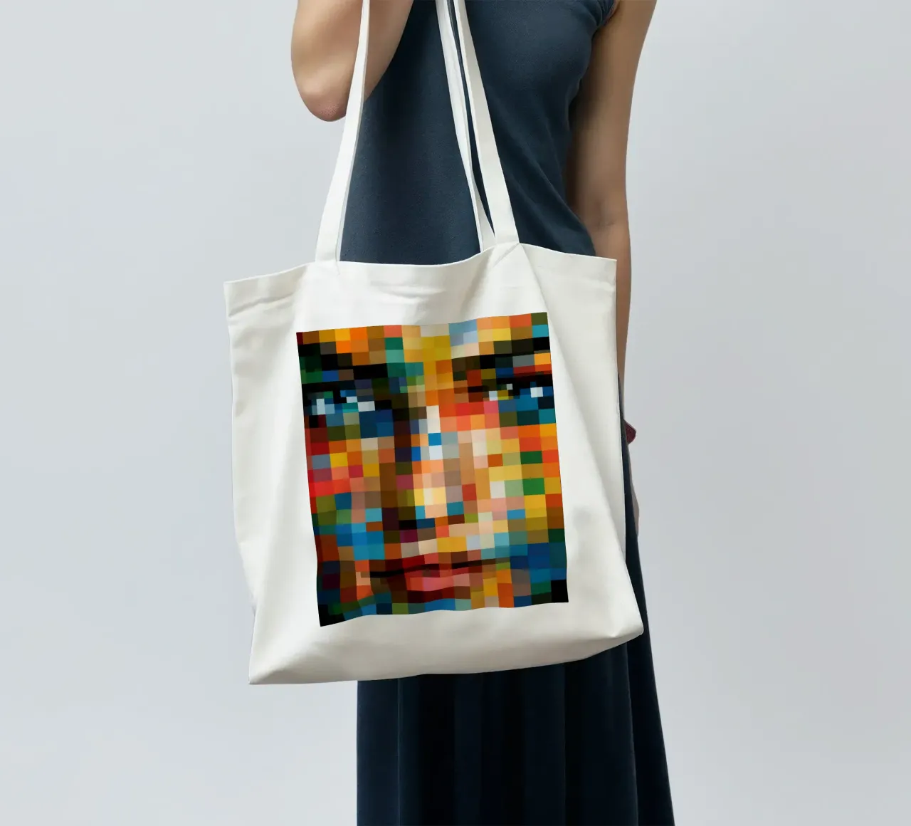 Ritratto in pixel | Retro-pixelismo digitale borsa in juta da Autofocus