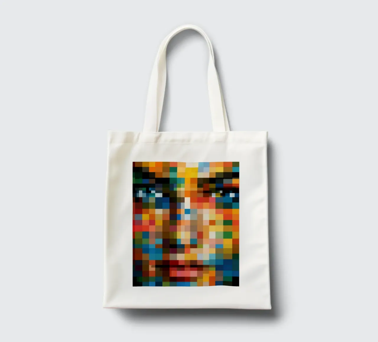 Ritratto in pixel | Retro-pixelismo digitale borsa in juta da Autofocus
