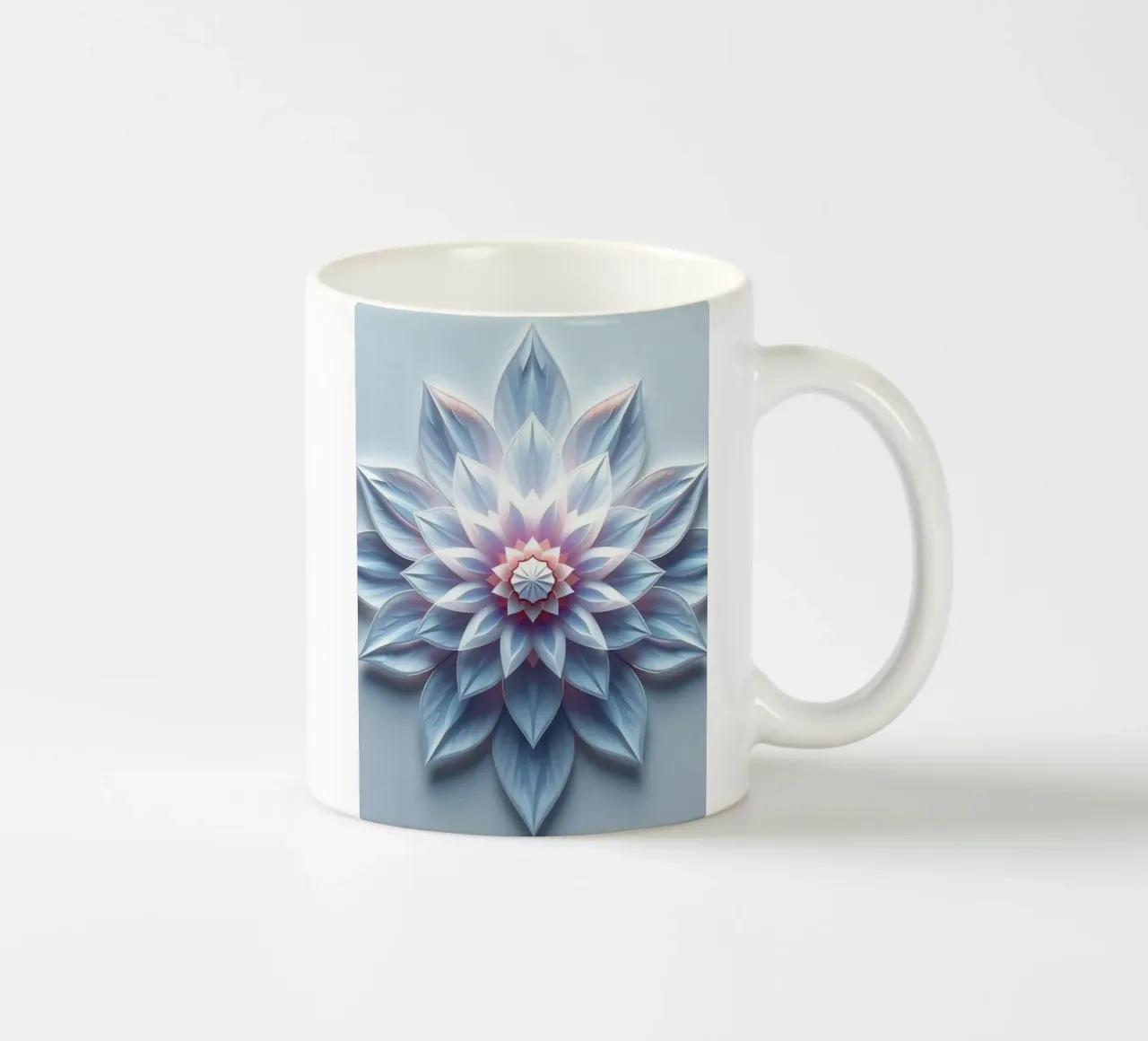 Fiore celeste: Un flusso di loto tagliato in carta 3D radiosamente stratificato tazza in ceramica da Artistic-shop
