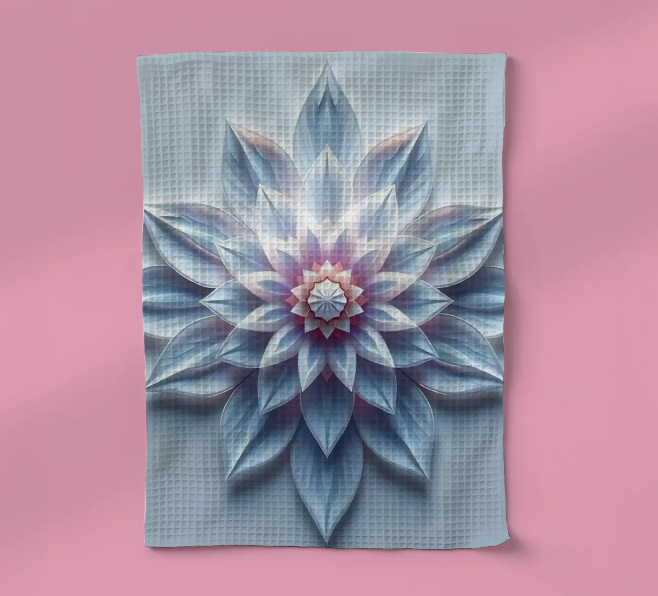 Fiore celeste: Un flusso di loto tagliato in carta 3D radiosamente stratificato canovaccio da cucina da Artistic-shop