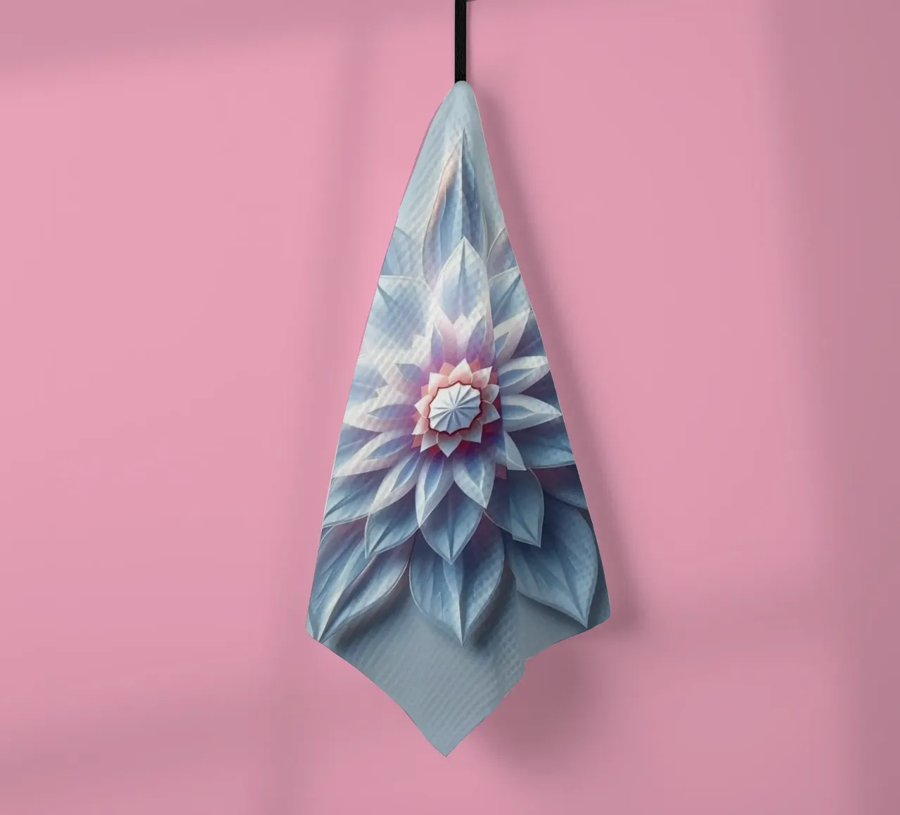 Fiore celeste: Un flusso di loto tagliato in carta 3D radiosamente stratificato canovaccio da cucina da Artistic-shop