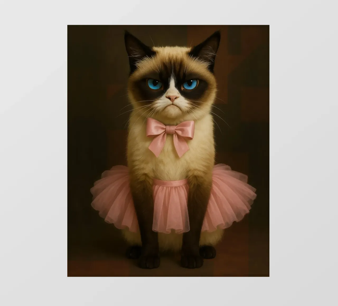 Grumpy Siamese Cat in Pink Tutu pellicola backlit da Elegant Absurd