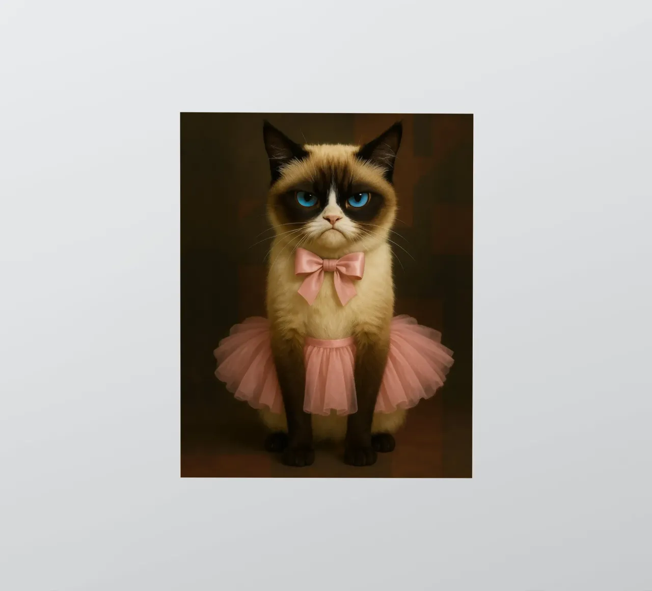Grumpy Siamese Cat in Pink Tutu adesivo da Elegant Absurd