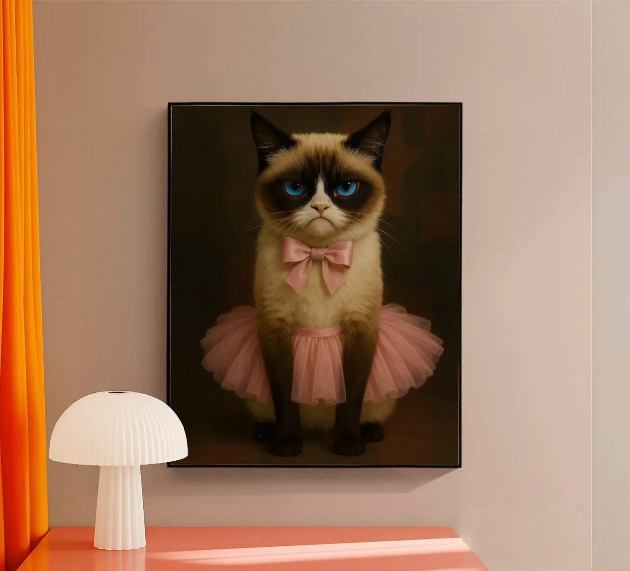 Grumpy Siamese Cat in Pink Tutu plexiglass da Elegant Absurd