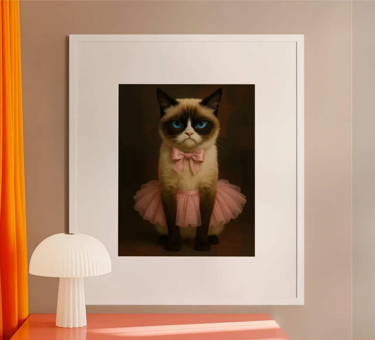 Grumpy Siamese Cat in Pink Tutu carta hahnemühle da Elegant Absurd