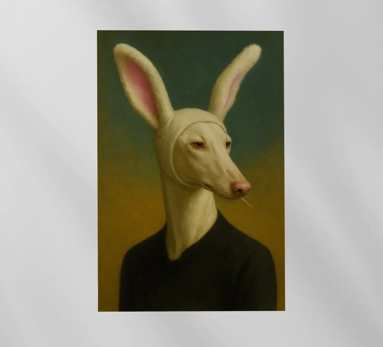 Albino Greyhound with Bunny Ears | Surreal Dog Portrait pellicola backlit da Elegant Absurd