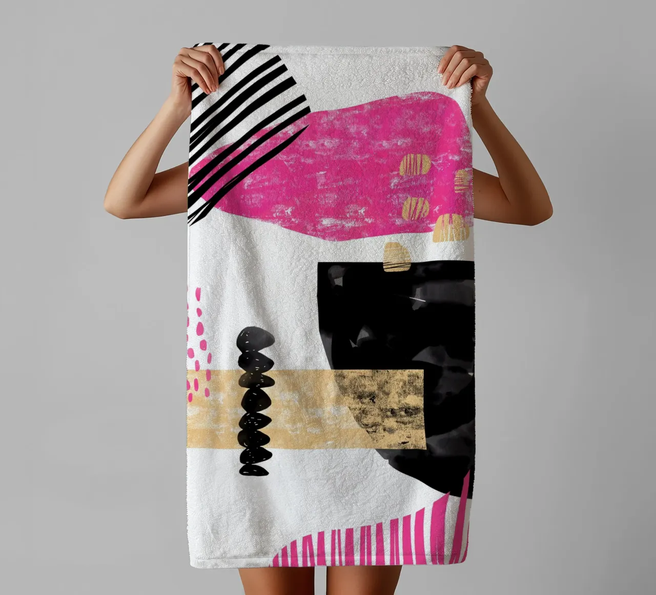 Pink Abstract towel by Kim Hubball Studio