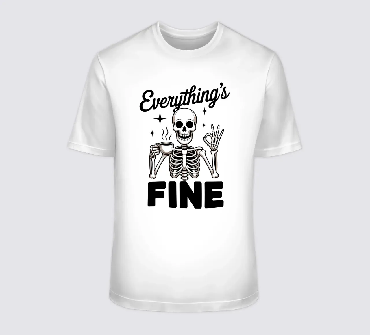 Tutto va bene - Squelette Zen et Café t-shirt da Plain Thoughts