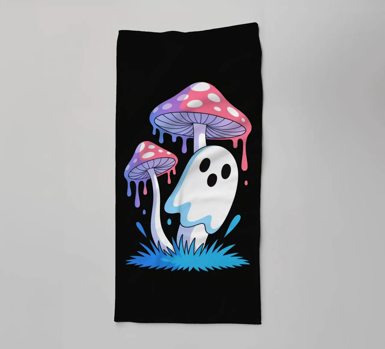 Ghost Mushrooms - Cute & Trippy Vibes towel by Plain Thoughts