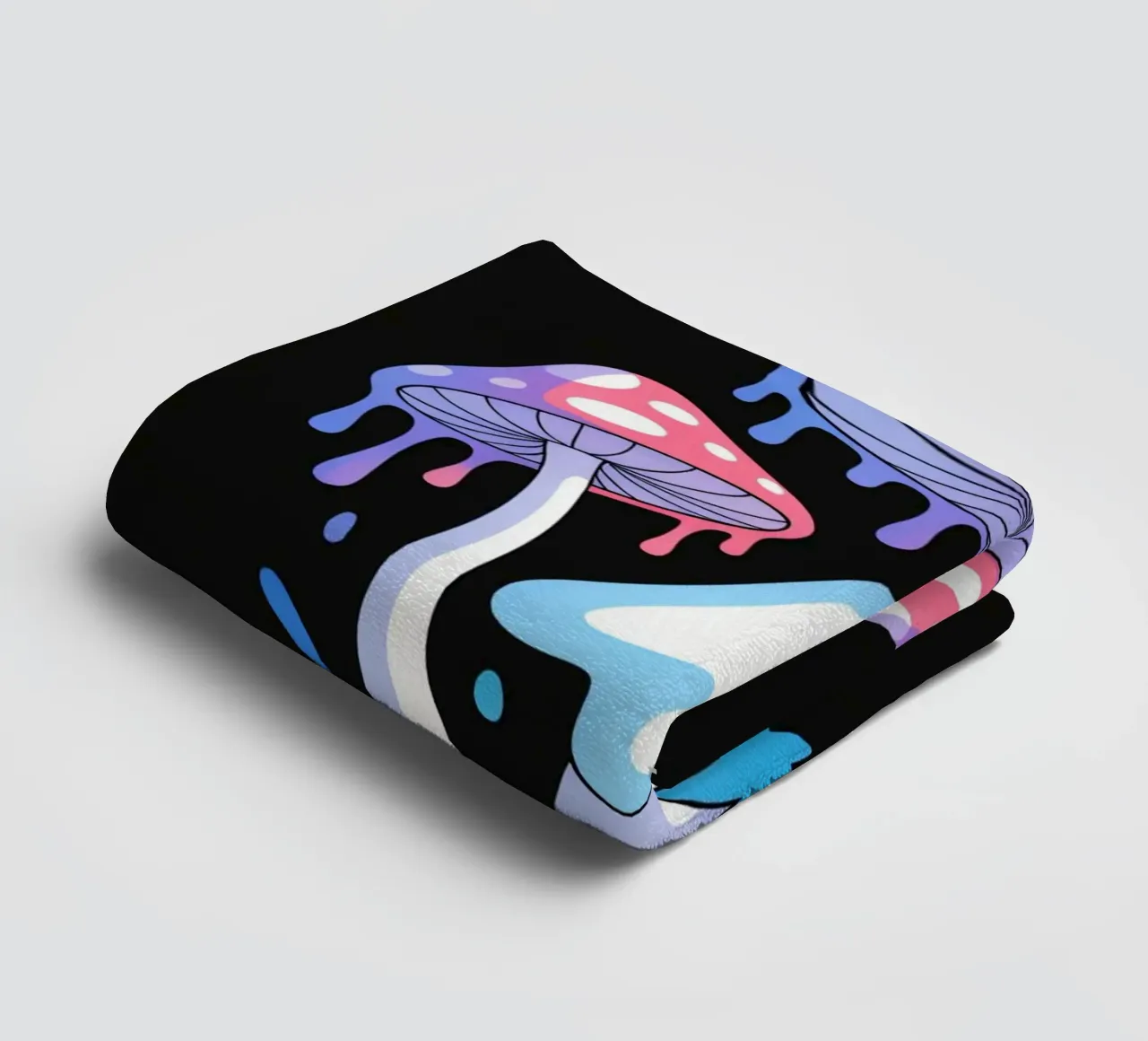 Ghost Mushrooms - Cute & Trippy Vibes towel by Plain Thoughts