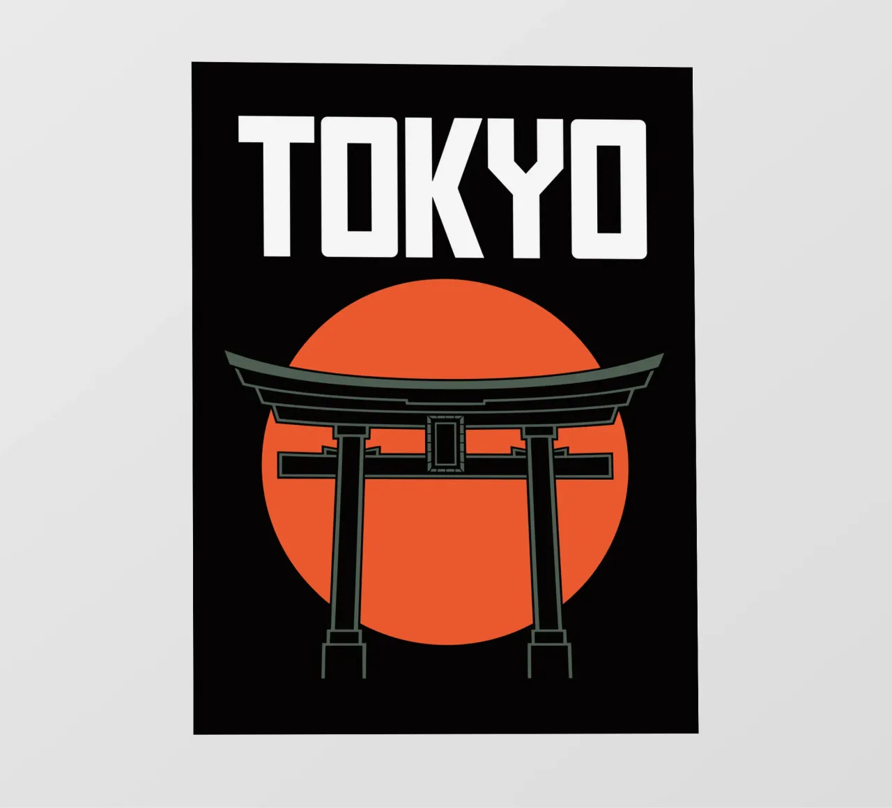 Tokyo Giappone - Torii e sole rosso minimalista pellicola backlit da Plain Thoughts