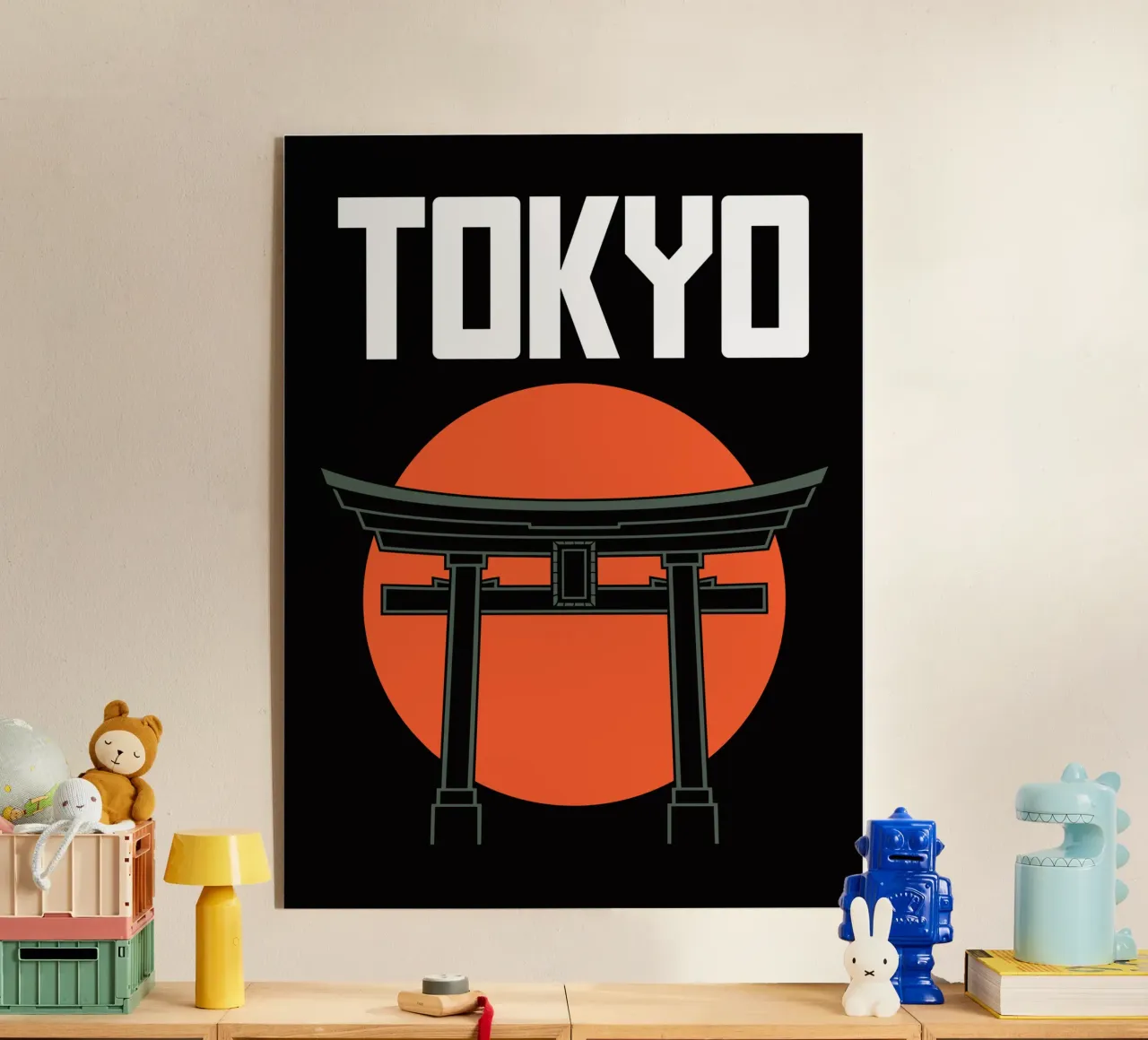 Tokyo Giappone - Torii e sole rosso minimalista plexiglass da Plain Thoughts