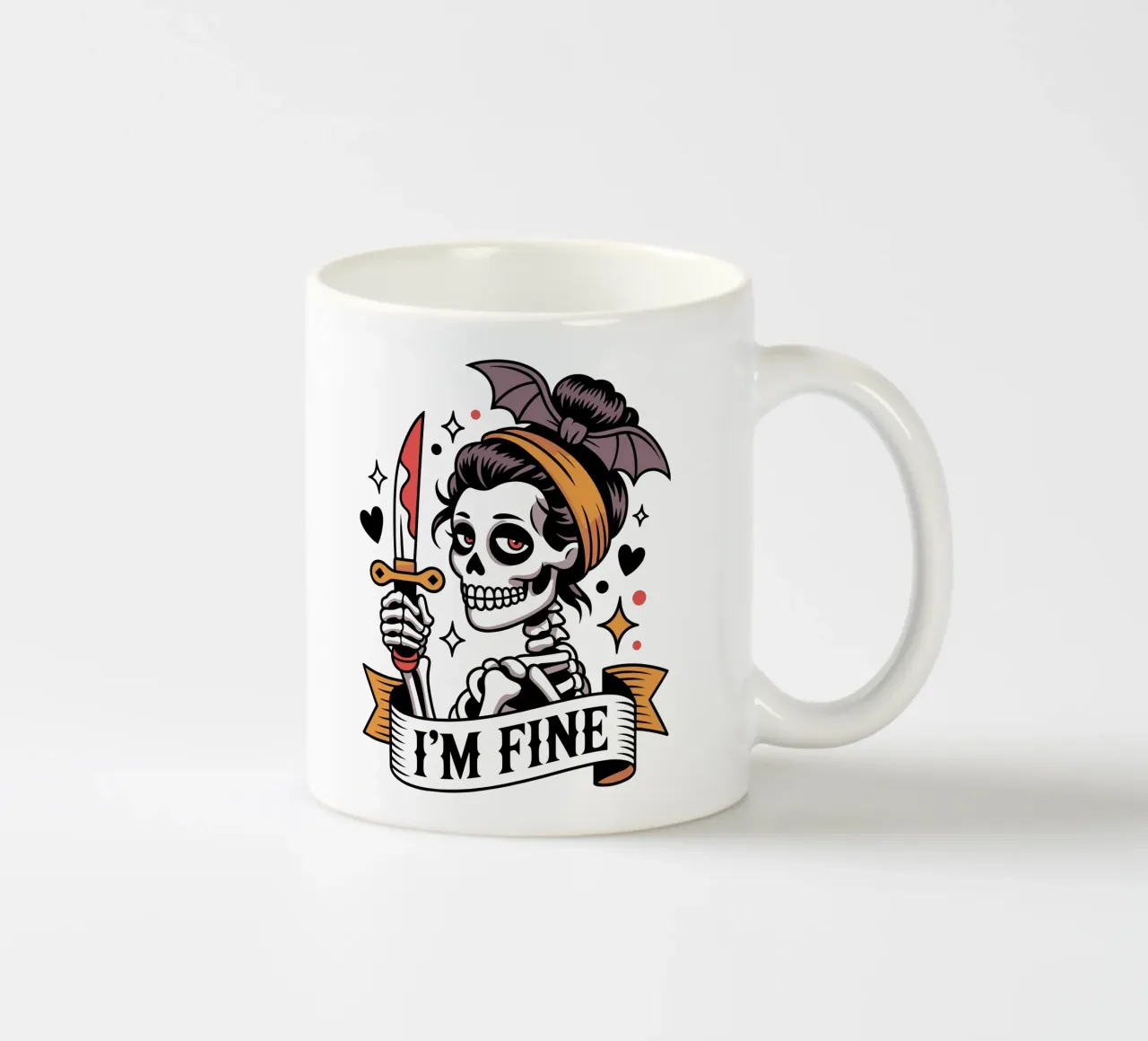 Tatuaggio ironico - Scheletro di Halloween tazza in ceramica da Plain Thoughts
