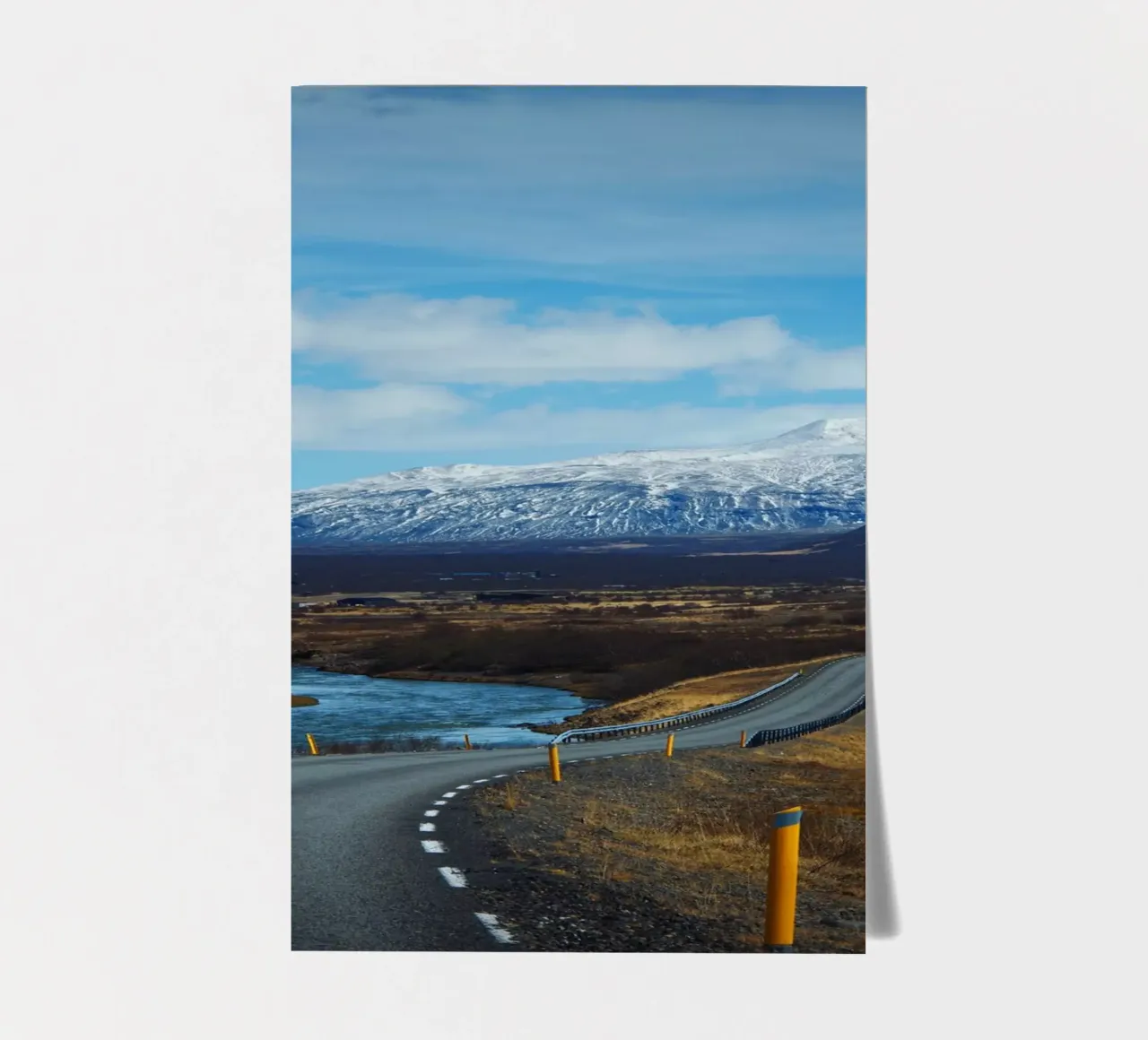 Road and snow-covered mountains in Iceland sticker sheet by Fjöllart